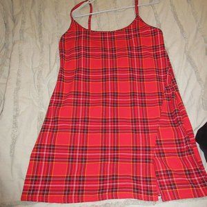 Boohoo Red plaid bodycon dress